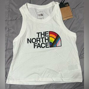 The North Face White Tank Top with Rainbow Logo